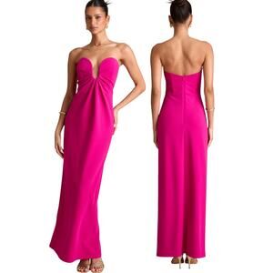 Lulus Thula Magenta Cutout U-Bar Column Maxi Dress size Small NWT